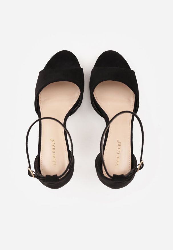 Born2be - Czarne Sandały na Szpilce z Imitacji Zamszu z Paskiem wokół Kostki Fecili. Okazja: do pracy, na spotkanie biznesowe. Zapięcie: pasek. Kolor: czarny. Materiał: zamsz. Obcas: na szpilce. Styl: elegancki, biznesowy