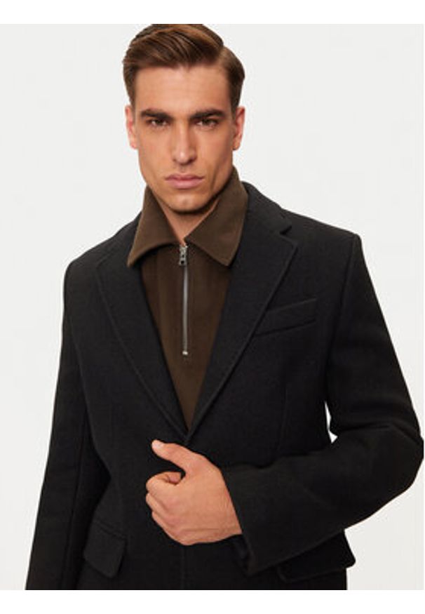 AMI PARIS Płaszcz wełniany HCO010.WV0049 Czarny Regular Fit. Kolor: czarny. Materiał: wełna