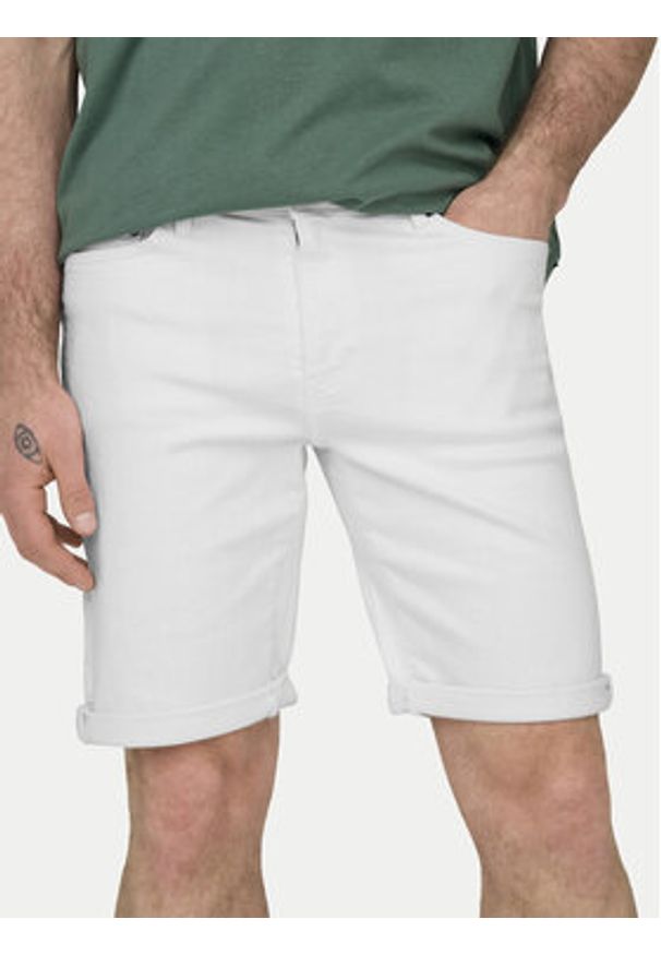 Only & Sons Szorty jeansowe Ply 22029297 Biały Regular Fit. Kolor: biały. Materiał: bawełna
