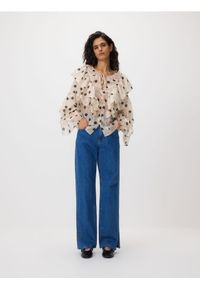 Reserved - Bluzka w groszki - złamana biel. Materiał: tkanina. Wzór: grochy #1