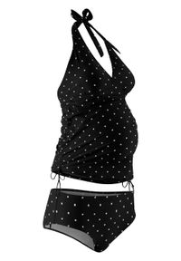 Tankini ciążowe (2 części) bonprix czarno-biel wełny w groszki. Kolekcja: moda ciążowa. Kolor: czarny. Materiał: wełna. Wzór: grochy #1