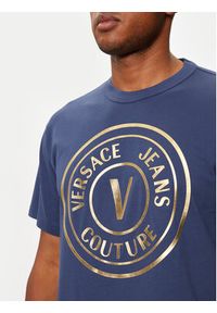 Versace Jeans Couture T-Shirt 77GAHT01 Granatowy Regular Fit. Kolor: niebieski. Materiał: bawełna