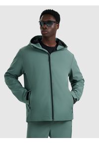 4f - 4F Kurtka softshell wiatroodporna membrana 5000 męska - zielona XXL. Typ kołnierza: kaptur. Kolor: zielony. Materiał: softshell. Technologia: Windstopper. Sezon: zima