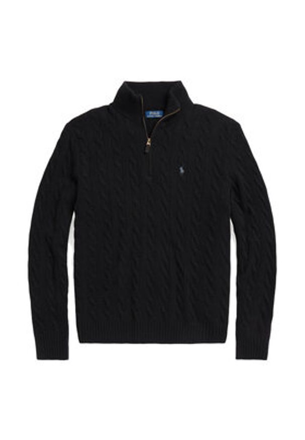 Polo Ralph Lauren Sweter 710876766005 Czarny Regular Fit. Typ kołnierza: polo. Kolor: czarny. Materiał: wełna