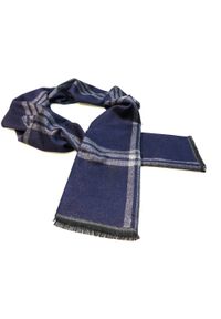 Modini - Granatowo-szary szalik męski R34. Kolor: szary, wielokolorowy, niebieski. Materiał: wiskoza #1