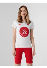 4f - Koszulka damska Polska - Tokio 2020. Kolor: biały. Materiał: bawełna, dzianina. Wzór: nadruk. Sezon: lato #1