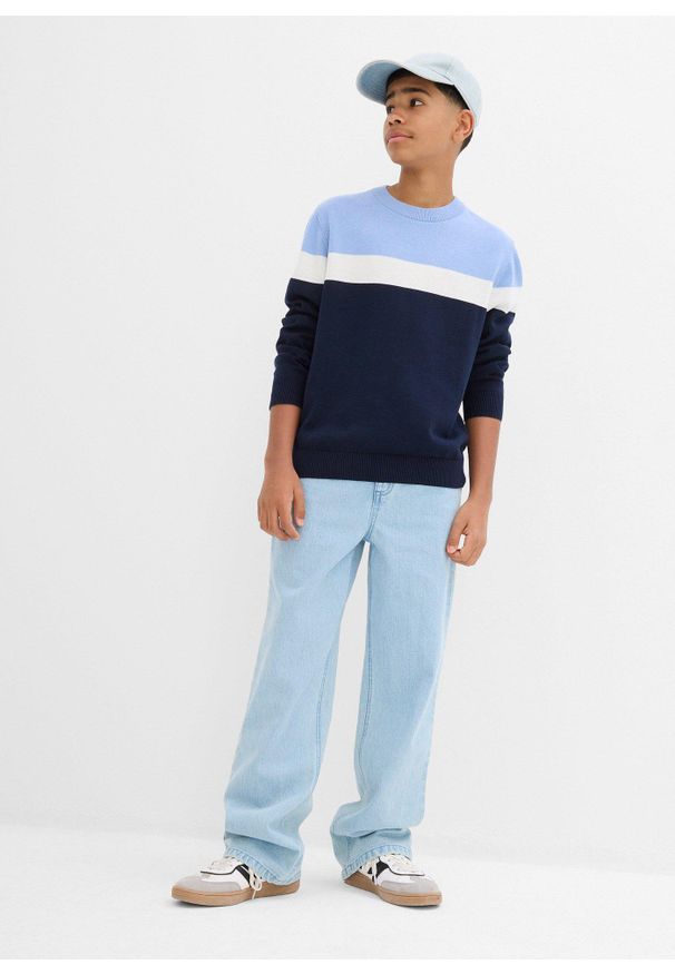 bonprix - Dżinsy loose fit w wygodnym fasonie, prosta nogawka. Kolor: niebieski