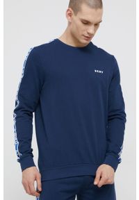 DKNY - Dkny Bluza piżamowa męska kolor granatowy z nadrukiem. Kolor: niebieski. Materiał: dzianina. Długość: długie. Wzór: nadruk