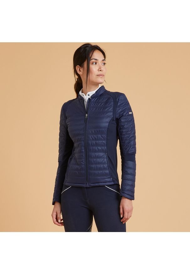 FOUGANZA - Kurtka jeździecka damska Fouganza 900. Kolor: niebieski. Materiał: lycra