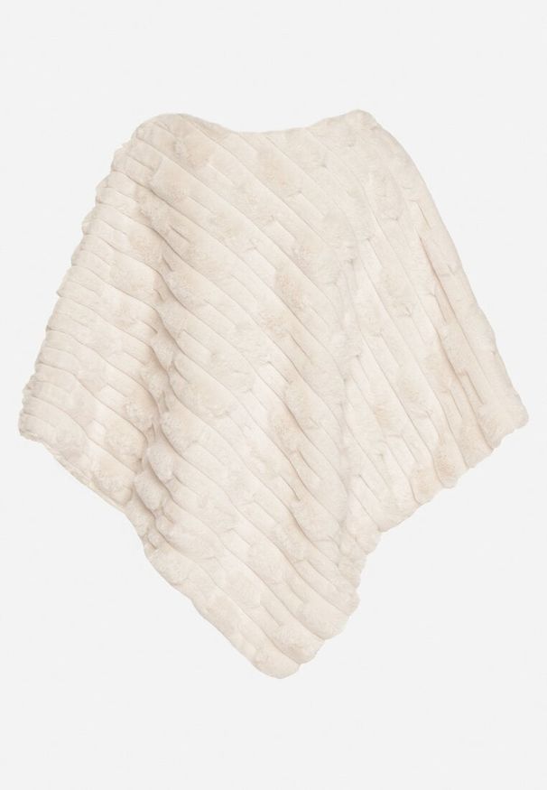 Born2be - Jasnobeżowe Ponczo Ozdobione Tłoczeniem Dairis. Okazja: na co dzień. Kolor: beżowy. Materiał: jeans. Wzór: aplikacja. Styl: klasyczny, casual, elegancki