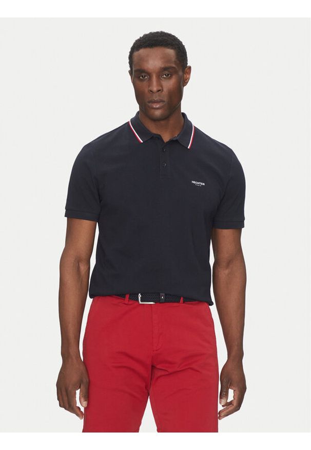 Hechter Paris Polo 74018 151902 Granatowy Regular Fit. Typ kołnierza: polo. Kolor: niebieski. Materiał: bawełna