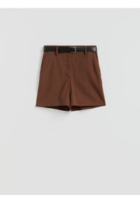 Reserved - Szorty z lyocellem - brązowy. Kolor: brązowy. Materiał: tkanina #1
