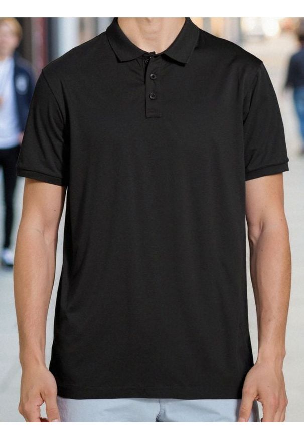 Sinsay - Bawełniana koszulka polo - czarny. Typ kołnierza: polo. Kolor: czarny. Materiał: bawełna