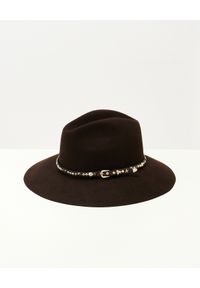 GOLDEN GOOSE - Wełniany kapelusz Fedora. Kolor: brązowy. Materiał: wełna. Wzór: aplikacja #2