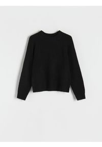 Reserved - Gładki sweter - czarny. Kolor: czarny. Materiał: dzianina. Wzór: gładki #1