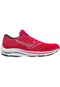 Buty do biegania damskie Mizuno Wave Rider 25. Kolor: czerwony, wielokolorowy, różowy. Materiał: guma, materiał, tkanina, syntetyk. Model: Mizuno Wave