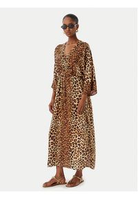 LOLA CASADEMUNT Sukienka letnia LS2616021 Brązowy Relaxed Fit. Kolor: brązowy. Materiał: wiskoza. Sezon: lato #4