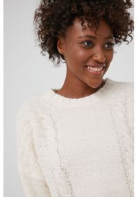 Answear Lab - Sweter z domieszką wełny. Kolor: beżowy. Materiał: wełna. Długość rękawa: długi rękaw. Długość: długie. Wzór: ze splotem. Styl: wakacyjny #2