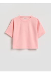 Reserved - Gładki t-shirt z modalem - jasnopomarańczowy. Kolor: pomarańczowy. Materiał: dzianina. Wzór: gładki