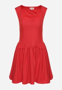 Born2be - Czerwona Rozkloszowana Sukienka Ozdobiona Kwadratowym Dekoltem Halelira. Okazja: na co dzień. Typ kołnierza: dekolt kwadratowy. Kolor: czerwony. Wzór: aplikacja. Typ sukienki: rozkloszowane, proste. Styl: klasyczny, casual, elegancki #3