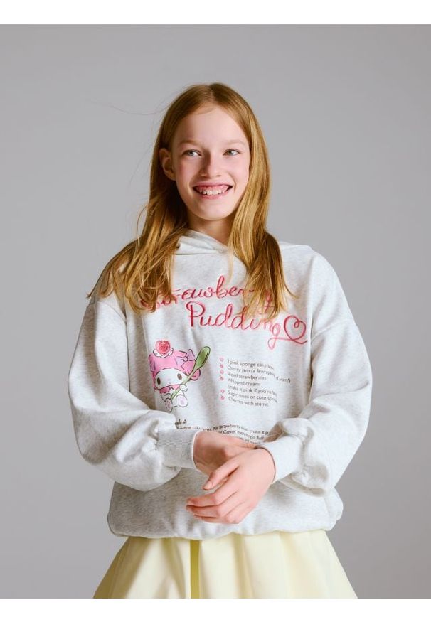Reserved - Bluza My Melody - jasnoszary. Kolor: szary. Materiał: dzianina, bawełna