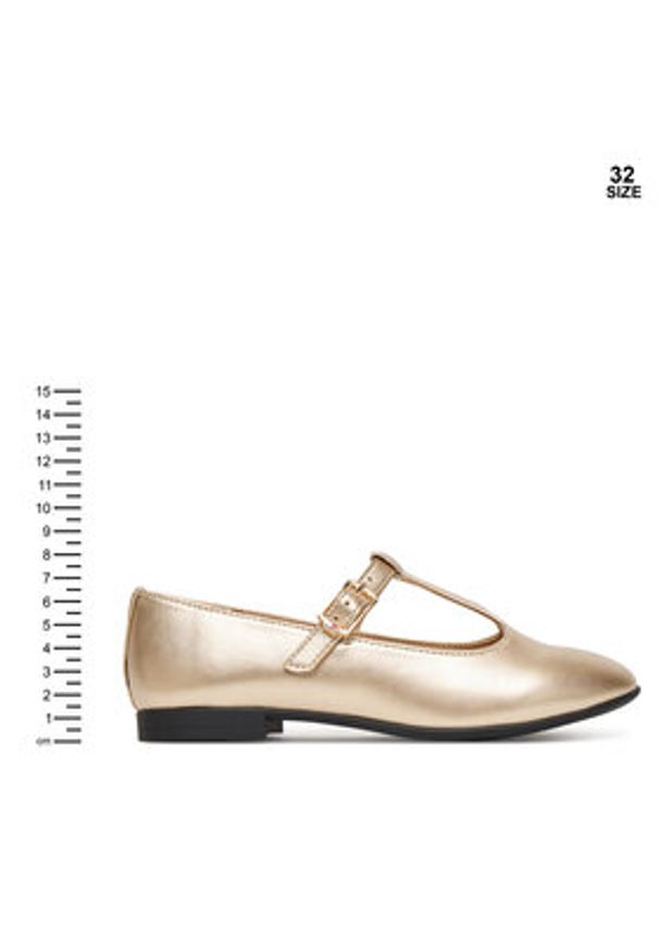 TOMMY HILFIGER - Tommy Hilfiger Baleriny T3A3-34001-1372 S Złoty. Kolor: złoty. Materiał: skóra