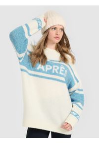 4f - 4F Sweter loose damski - beżowy L. Okazja: na co dzień. Kolor: beżowy. Materiał: wełna. Styl: casual #1