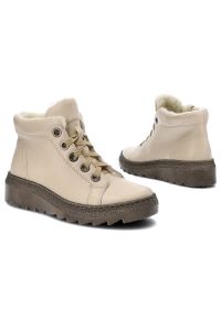 Beżowe Trzewiki Armodo Ocieplane Obuwie Damskie. Okazja: na spacer. Zapięcie: sznurówki. Kolor: beżowy. Materiał: skóra, futro, syntetyk. Sezon: zima. Obcas: na koturnie. Styl: elegancki #4