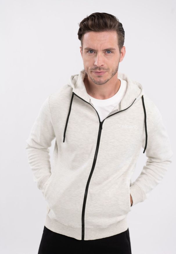 Volcano - Bluza z logo B-DRY. Kolor: kremowy. Materiał: włókno, materiał, bawełna. Wzór: gładki, napisy, melanż. Styl: sportowy
