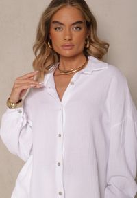 Renee - Biała Muślinowa Koszula z Bawełny Ateloria. Okazja: na co dzień. Kolor: biały. Materiał: bawełna. Styl: casual #3