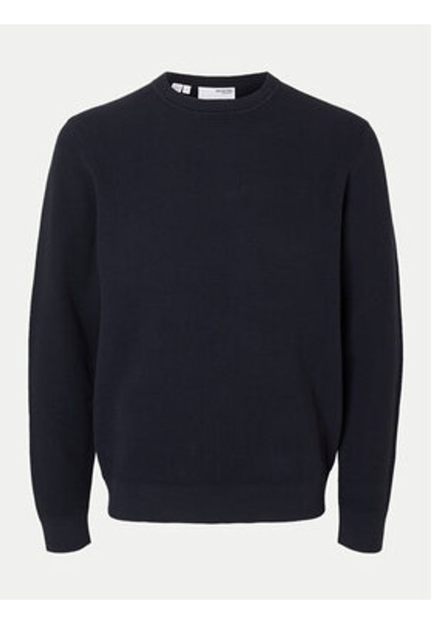 Selected Homme Sweter 16094385 Granatowy Regular Fit. Kolor: niebieski. Materiał: bawełna