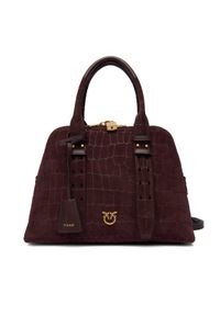 Pinko - PINKO Torebka Bowling Bag Medium AI 25-26 PLTT 105906 A2YW Bordowy. Kolor: czerwony. Materiał: skórzane, zamszowe