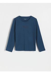Reserved - Koszulka longsleeve z nadrukiem - granatowy. Kolor: niebieski. Materiał: bawełna, dzianina. Długość rękawa: długi rękaw. Wzór: nadruk #1