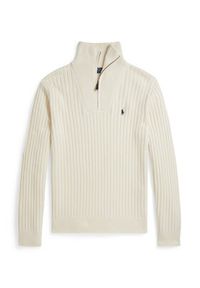 Polo Ralph Lauren Sweter 710974167003 Beżowy Regular Fit. Typ kołnierza: polo. Kolor: beżowy. Materiał: bawełna #7
