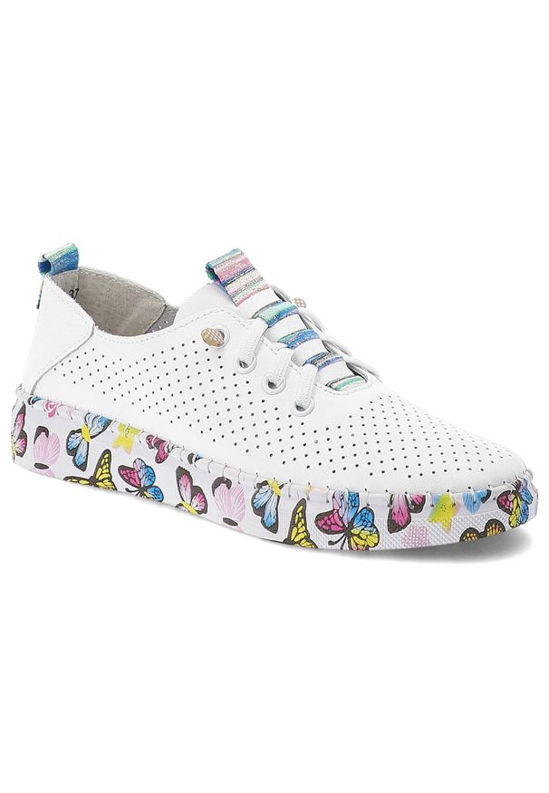 Półbuty damskie Artiker, cholewka ze skóry naturalnej z perforacją zapewniającą przewiewność klasyczne wiązanie lekka podeszwa, białe, 58C0440. Kolor: biały. Materiał: skóra. Szerokość cholewki: normalna