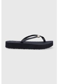 TOMMY HILFIGER - Tommy Hilfiger japonki TH MONOGRAM FLAT SANDAL damskie kolor granatowy na platformie FW0FW06964. Kolor: niebieski. Materiał: materiał. Obcas: na platformie #2