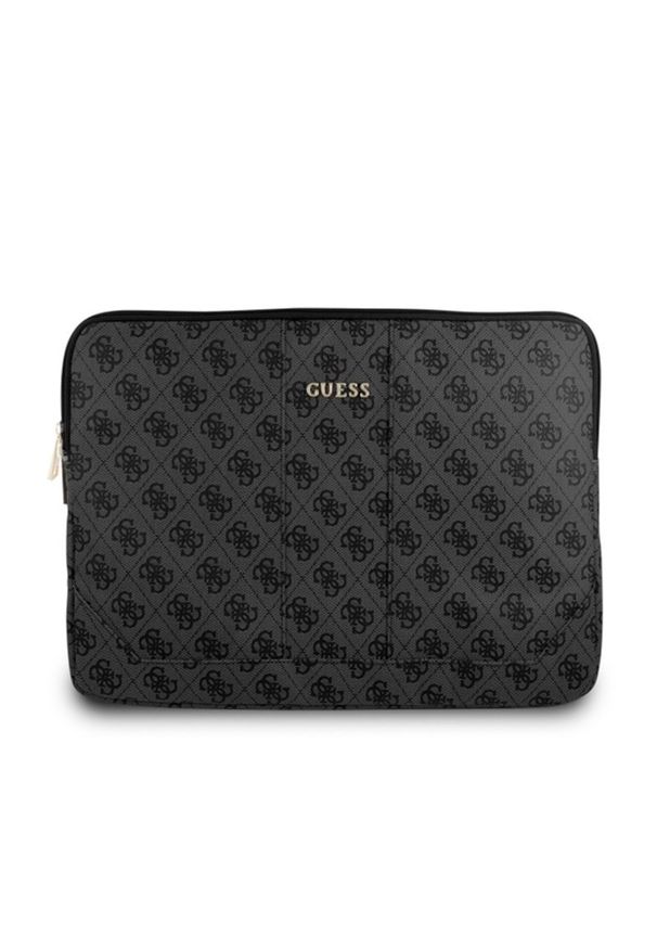 Guess 4G Uptown Computer Sleeve 13'' czarne. Kolor: czarny. Materiał: skóra. Wzór: aplikacja. Styl: elegancki