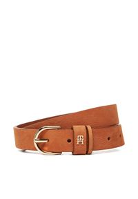 TOMMY HILFIGER - Tommy Hilfiger Pasek Damski Essential Effortless 2.5 Nubuck AW0AW17930 Brązowy. Kolor: brązowy. Materiał: zamsz, skóra