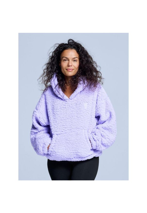 POEDERBAAS - Bluza z kapturem Fluffy - damska - na cztery pory roku - Teddy - liliowa. Typ kołnierza: kaptur. Kolor: fioletowy. Materiał: poliester. Sezon: zima. Sport: narciarstwo