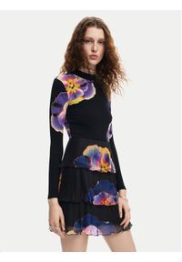 Desigual Sukienka codzienna Pansee Lacroix 24WWVK34 Czarny Regular Fit. Okazja: na co dzień. Kolor: czarny. Materiał: syntetyk. Typ sukienki: proste. Styl: casual