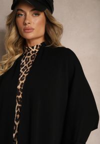 Renee - Czarny Kardigan Bez Zapięć Ozdobiony Guzikami i Wsuwanymi Kieszeniami Asindra. Okazja: na co dzień. Kolor: czarny. Materiał: jeans. Wzór: aplikacja. Styl: elegancki, casual #5
