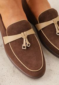 Born2be - Brązowe Eleganckie Mokasyny VICES z Imitacji Zamszu ze Skórzaną Wkładką Jaenith. Okazja: na co dzień, na spotkanie biznesowe. Kolor: brązowy. Materiał: zamsz, skóra. Wzór: aplikacja. Styl: elegancki #7