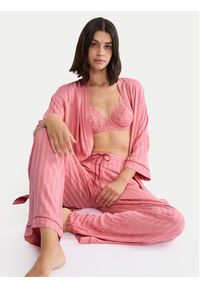 Triumph Szlafrok Amourette Jacquard 10227267 Różowy Regular Fit. Kolor: różowy. Materiał: wiskoza #4