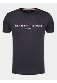 TOMMY HILFIGER - Tommy Hilfiger T-Shirt Core Logo Tee MW0MW11465 Granatowy Slim Fit. Kolor: niebieski. Materiał: bawełna