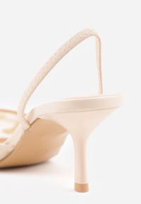 Renee - Beżowe Siateczkowe Czółenka na Szpilce z Haftami i Perełkami Branira. Okazja: na imprezę. Zapięcie: pasek. Kolor: beżowy. Wzór: haft. Obcas: na szpilce. Styl: elegancki #5