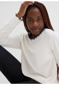 bonprix - Bluzka z długim rękawem, uszyta z elastycznej mieszanki baweny organicznej (2 szt.). Kolor: biały. Długość rękawa: długi rękaw. Długość: długie #3