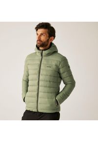 Regatta - Marizion Męska wodoodporna aktywna kurtka z kapturem z przegrodami. Typ kołnierza: kaptur. Kolor: zielony. Materiał: puch. Sport: turystyka piesza #1