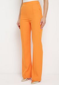 Born2be - Pomarańczowe Garniturowe Spodnie z Szerokimi Nogawkami i Gumką w Pasie Leilma. Stan: podwyższony. Kolor: pomarańczowy. Styl: elegancki #1