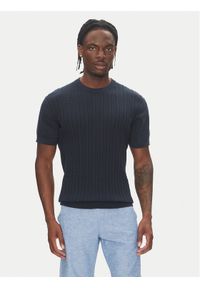 Lindbergh Sweter 30-804115 Granatowy Slim Fit. Kolor: niebieski. Materiał: bawełna