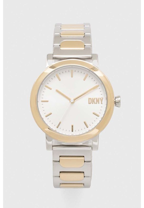 DKNY - Dkny zegarek NY6621 damski kolor srebrny. Kolor: srebrny. Materiał: materiał